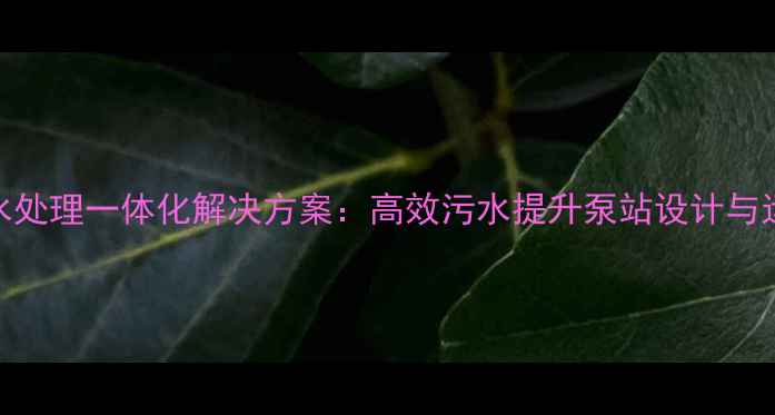 图片 化工废水处理一体化解决方案：高效污水提升泵站设计与运维指南.jpg